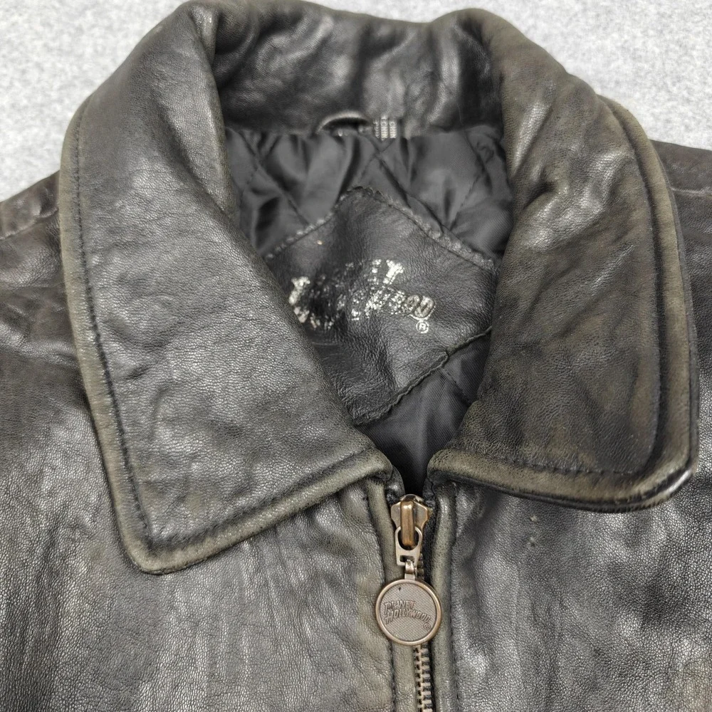 Vintage Planet Hollywood Jacket Mens‎ Medium Black Leather Orlando Back Logo
